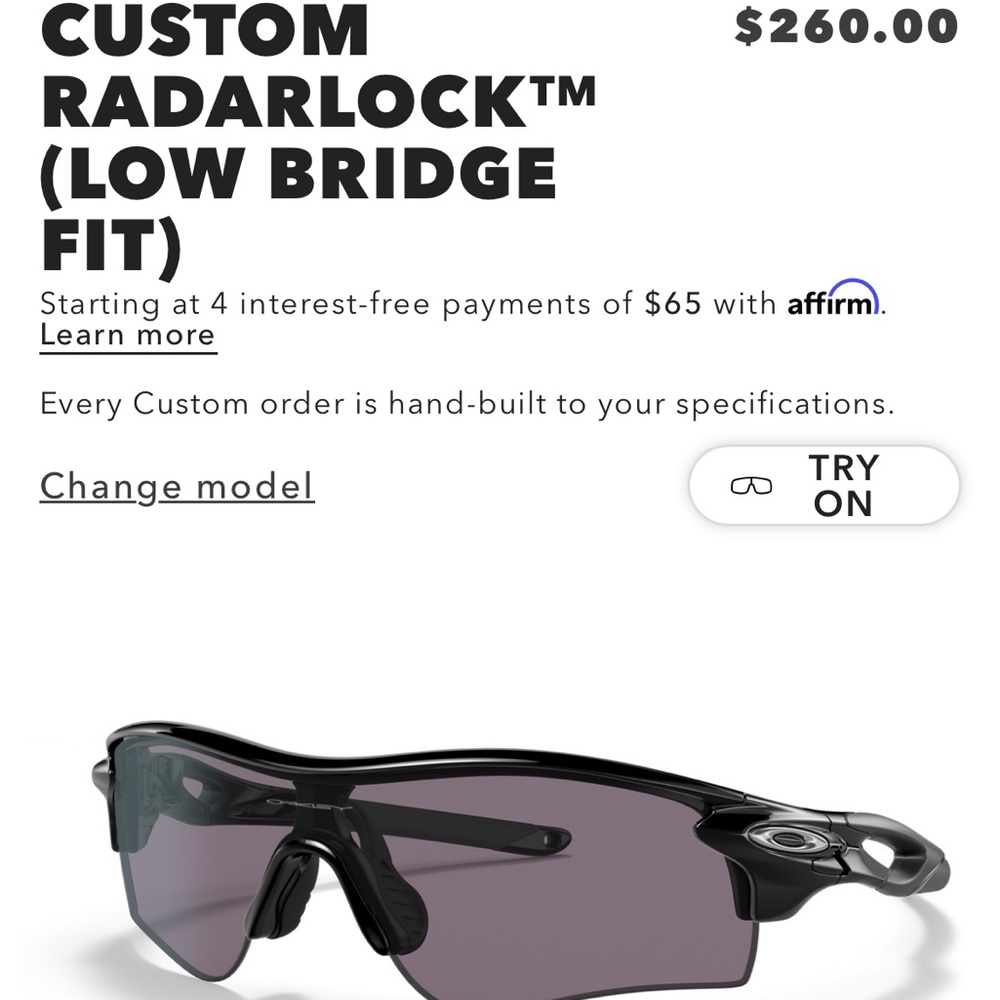 Oakley Custom Radarlock (Low bridge fit) sunglasses & accessories bundle